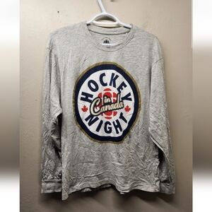Hockey Night in Canada Modern Logo Mens Long Sleeve Tee Large, Grey CBC Medium